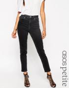 Asos Petite Farleigh High Waist Slim Mom Jeans In Washed Black - Washed Black