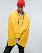 Granted Cropped Hoodie In Yellow With Super Long Sleeves - Yellow