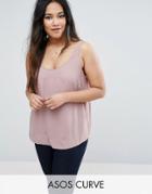 Asos Curve Longline Woven Tank With Scoop Neck - Purple