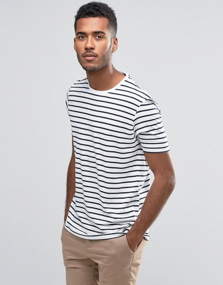 Brave Soul Stripe T-shirt - White