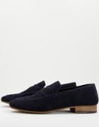Topman Navy Real Suede Loafers