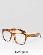 Reclaimed Vintage Glasses With Clear Lens In Tort - Brown