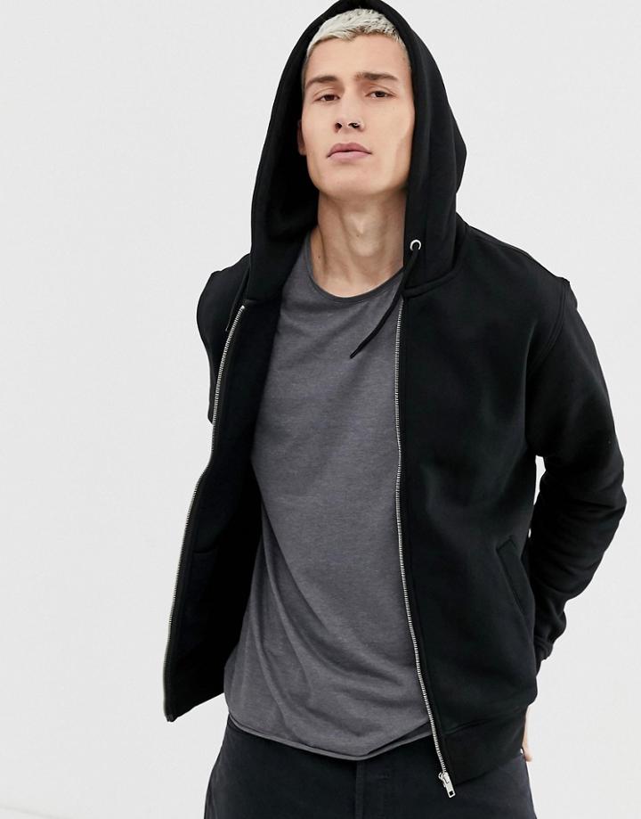 Weekday Bom Zip Hoodie In Black
