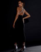 Asos Design Midi Bodycon Dress With Reflective Straps - Black