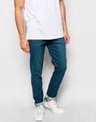 Asos Skinny Jeans With Spray Coating - Green Blue