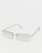 Asos Design Square Wrap Sunglasses With Frosted Sides - Clear