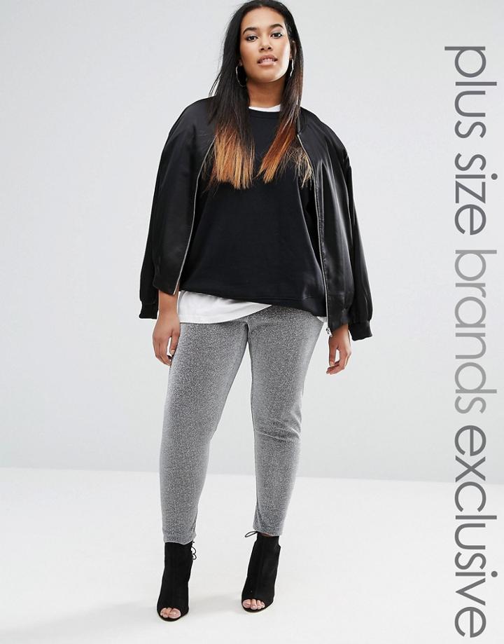 One Day Plus Metallic Legging - Silver