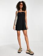 Only Tie Detail Cami Mini Dress In Black