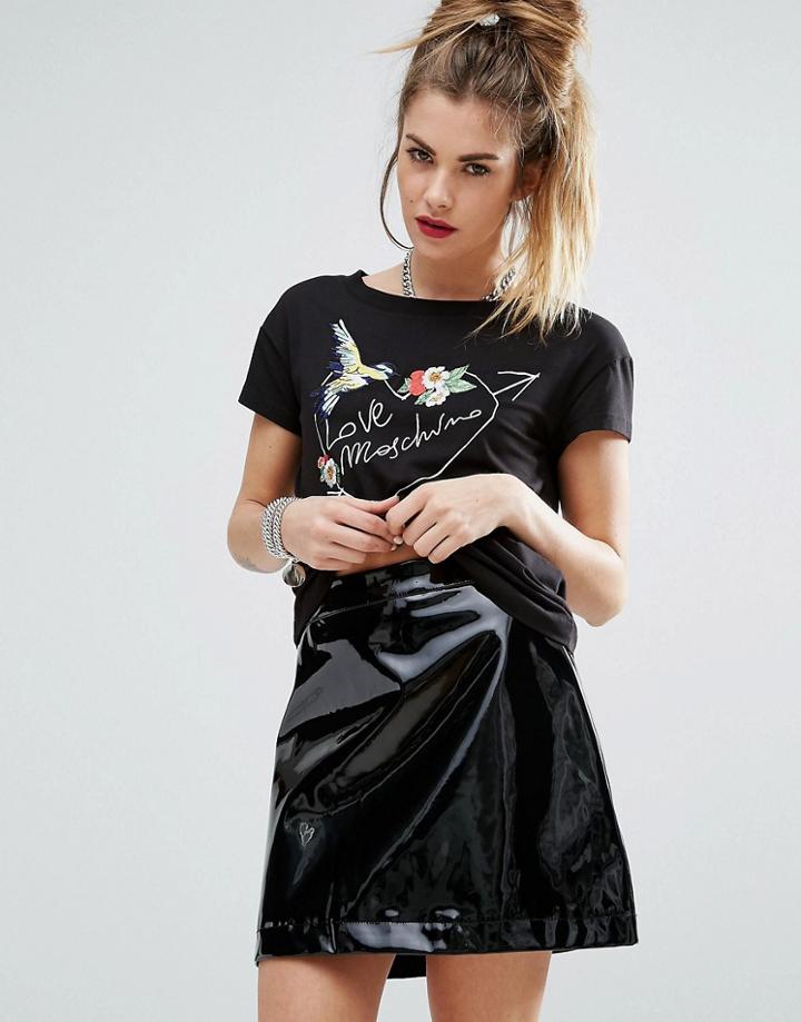 Love Moschino Logo Bird T-shirt - Black