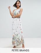 Uttam Boutique Petite Maxi Dress With Pleated Top - White