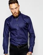 Noose & Monkey Shirt With Gold Monkey Skull Collar Bar & Chain - Navy