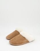 Asos Design Zeus Premium Sheepskin Slippers In Chesnut-brown