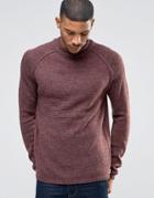 Bellfield Reverse Seam Turtleneck Knitted Sweater - Red
