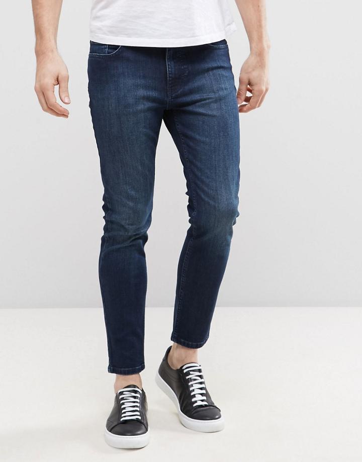 Kiomi Skinny Fit Jeans With Cropped Leg And Stretch - Blue