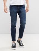 Kiomi Skinny Fit Jeans With Cropped Leg And Stretch - Blue