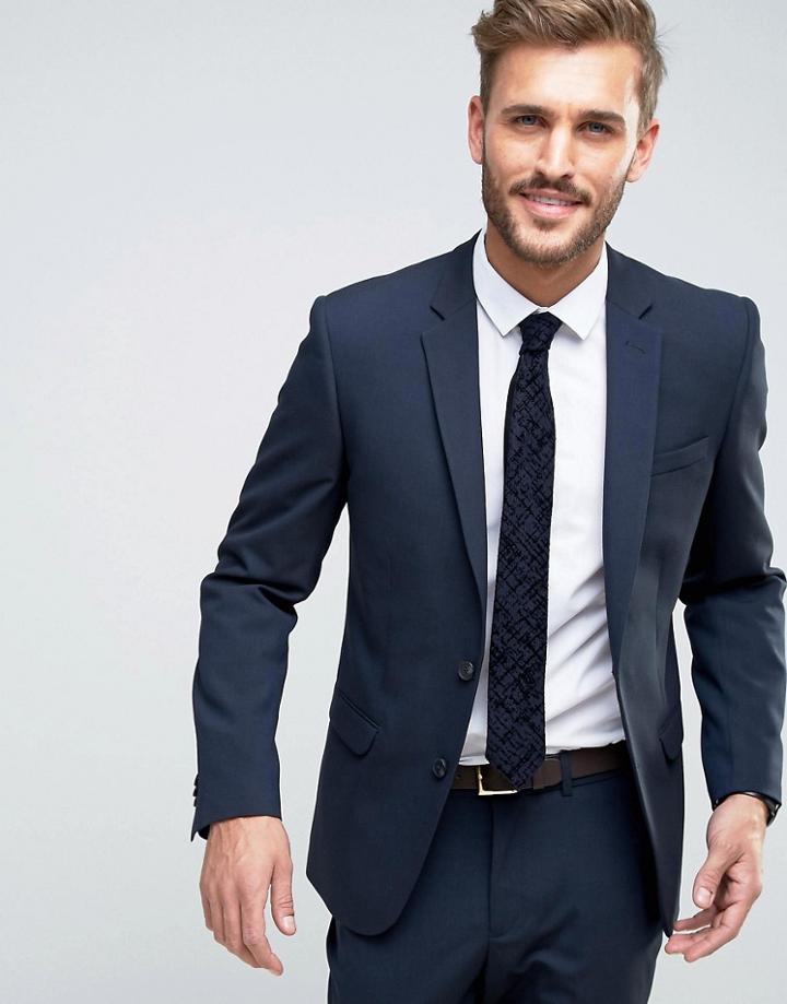 New Look Slim Suit Jacket In Navy - Blue