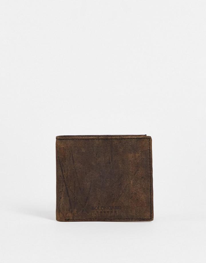Bolongaro Trevor Worn Leather Billfold Wallet In Black