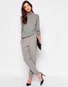 Selected Trina Masculine Pants With Rib Cuff - Light Gray
