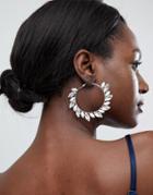 True Decadence Blush Embellished Hoop Earrings - Silver
