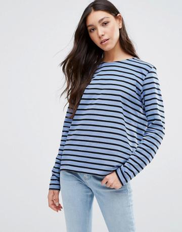 Ganni Old Spice Striped Long Sleeve Top - Blue