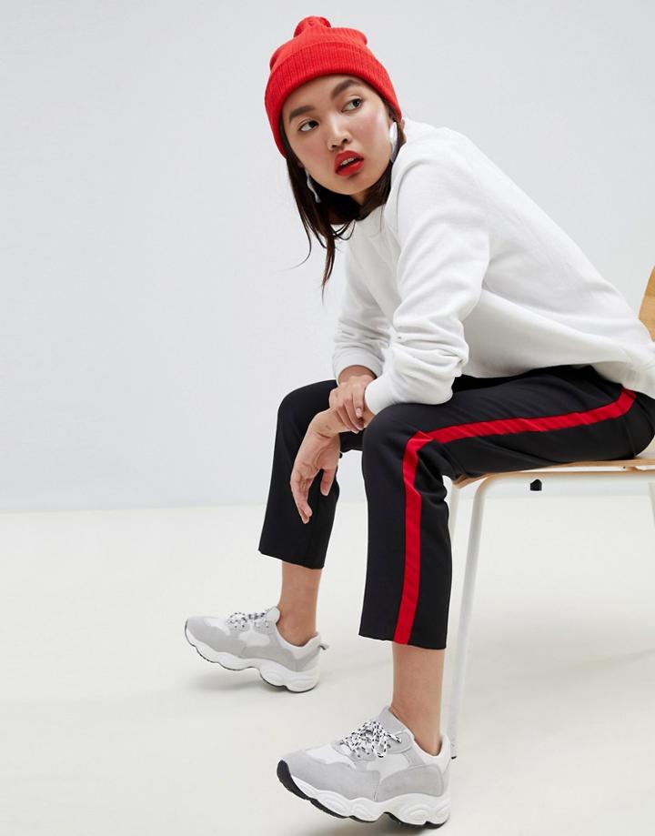 Asos Design Tapered Pants With Contrast Panel - Black