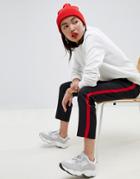 Asos Design Tapered Pants With Contrast Panel - Black