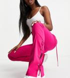 Collusion Disco Flare Pants In Hot Pink-multi