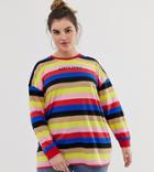 Daisy Street Plus Long Sleeve T-shirt In Bright Stripe - Multi