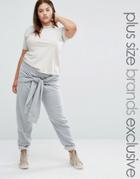 Daisy Street Plus Joggers With Tie Waist Detail - Gray