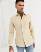 Asos Design Stretch Slim Cord Shirt In Beige