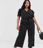 Fashion Union Plus High Waist Pants In Daisy Print Two-piece - Black