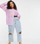 Native Youth Plus Oversized Sheer Shirt In Lilac-purple