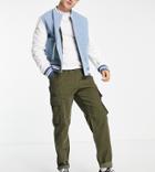 New Look Cord Cargos With Elastic Waist In Khaki-green