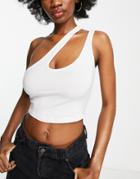 Asos Design Hourglass Strappy Asymmetric Cut Out Crop Top In White