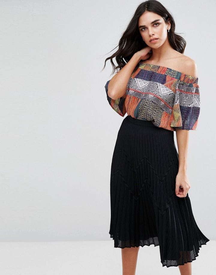 Ax Paris Off Shoulder Multi Print Top - Multi