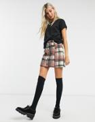 Emory Park Button-front Mini Skirt In Brushed Check Co-ord-multi