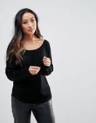 H.one Oversized Crew Neck Wool Blend Sweater-black