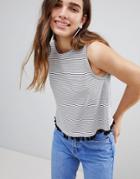 New Look Pom Pom Trim Shell Top - Multi