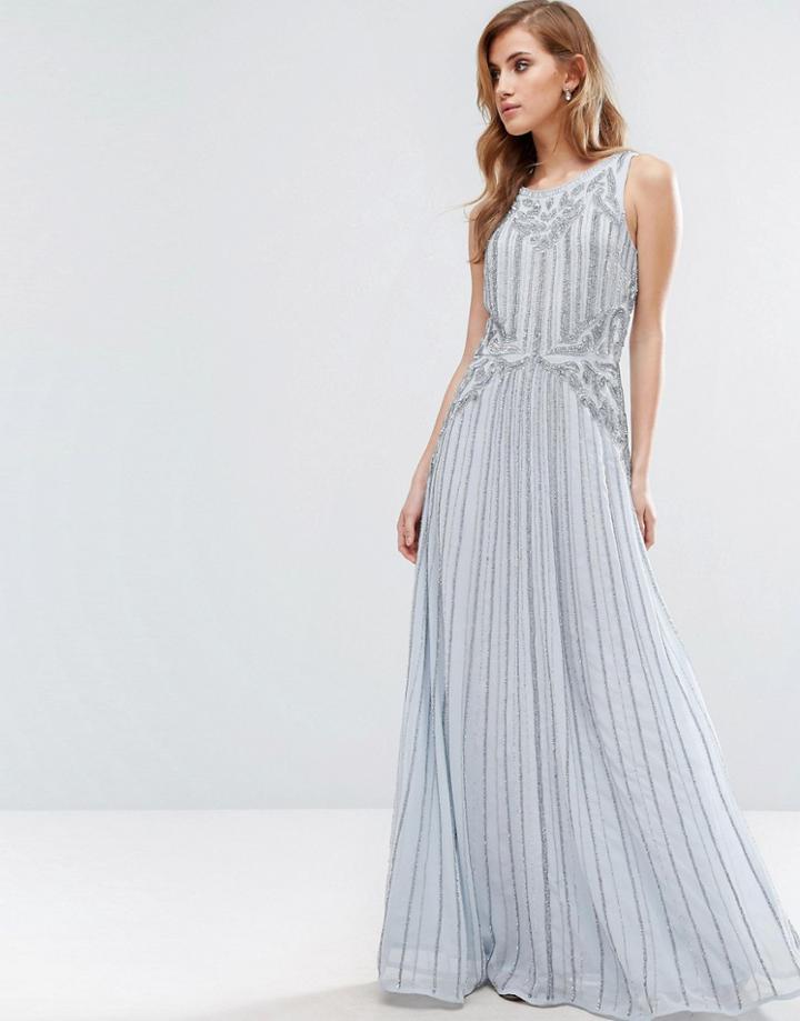 New Look Premium Embellished Maxi Dress - Gray