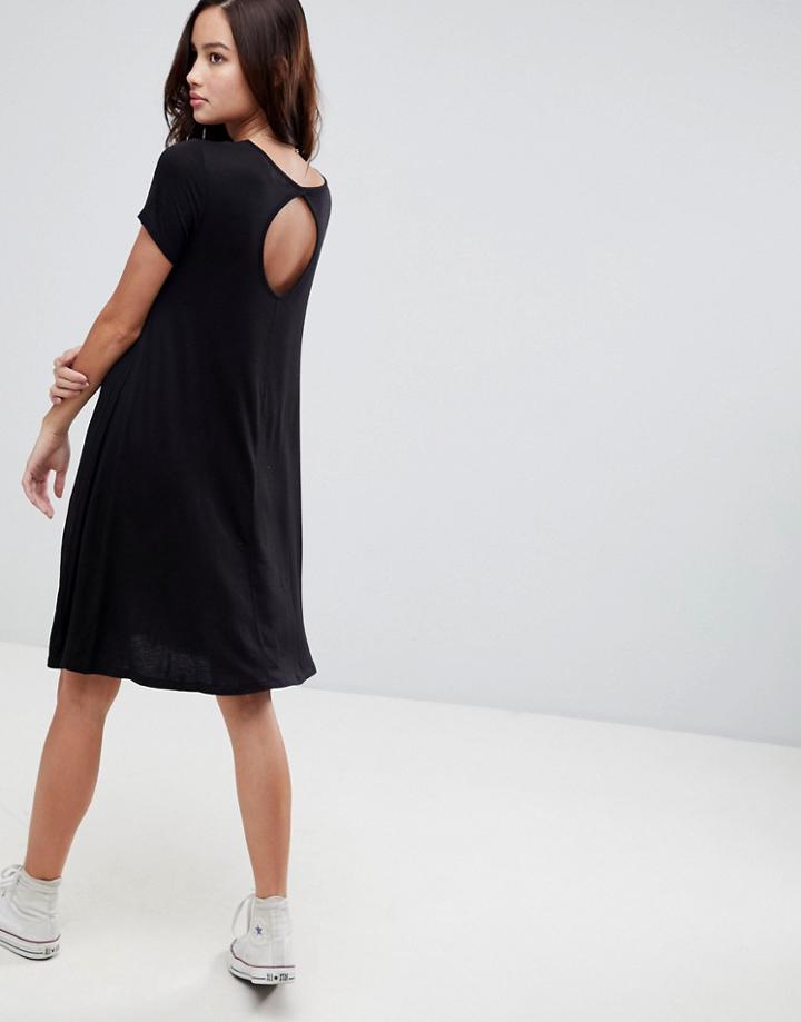 Brave Soul Swing Dress With Keyhole Back Detail - Black