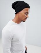 Asos Design Slouchy Beanie In Black Recycled Polyester