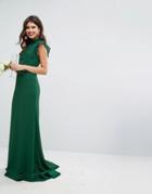Tfnc Wedding Flutter Sleeve Fitted Maxi Dress In Chiffon - Green