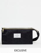 The Flat Lay Co. X Asos Exclusive Open Flat Makeup Box Bag In Black Croc
