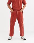 Asos White Wide Leg Jeans In Rust With Contrast Stitch-red