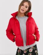New Look Boxy Puffer Jacket In Bright Red