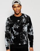 Asos Sweatshirt With Marble Print - Black