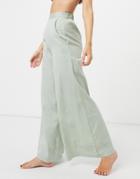 Esmee Exclusive High Waist Beach Pants With Wide Leg In Khaki-green