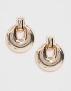 Asos Design Earrings In Engraved Doorknocker Design In Gold Tone