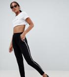 Asos Design Tall Tapered Pants With Contrast Bind - Black