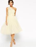 Asos Wedding Mesh One Shoulder Corsage Dress - White